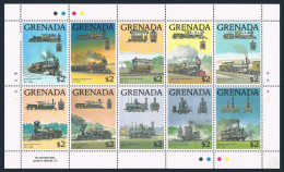 Grenada 1682 Aj Sheet,MNH.Michel 1941-1950 Klb. Locomotives 1989.Canada Atlantic - Grenada (1974-...)