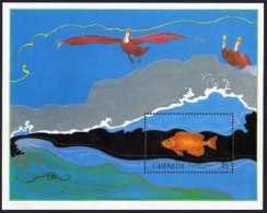 Grenada 1337,MNH.Michel 1433 Bl.149. Marine Life,1985.Fish Big-eye.Birds. - Grenade (1974-...)