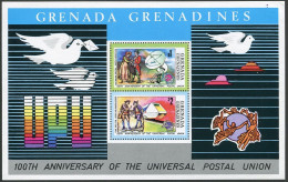 Grenada Gren 28 Ad Sheet, MNH. Michel Bl.3. UPU-100,1974. Transport,Ship,pigeon. - Grenada (1974-...)