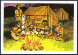 Grenada Gren 479 Sheet,MNH.Michel 489 Bl.62. Scouting Year 1982.Guitar-Campfire. - Grenade (1974-...)
