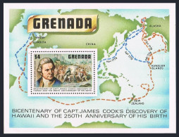 Grenada 899, MNH. Mi 940 Bl.78. Capt James Cook's Arrival In Hawaii, 1978. Map. - Grenada (1974-...)