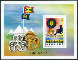 Grenada 730, MNH. Michel 766 Bl.55. Girl Guides Of Grenada-50. 1976. Drawing. - Grenade (1974-...)