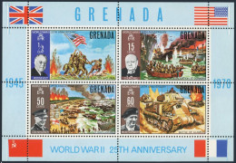 Grenada 378a, MNH. Mi Bl.9. End Of WW II,25,1970. Roosevelt,Churchill,Eisenhower - Grenada (1974-...)