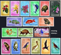 Grenada 294/309,MNH. Flora,Fauna 1968-1969.Hibiscus,Birds,Fish,Toad,Tortoise,Boa - Grenade (1974-...)
