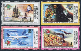 Grenada Gren 24-28,MNH.Michel 26-29,Bl.3. UPU-100,1974.Ship,Concorde,Zeppelin. - Grenade (1974-...)