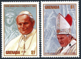 Grenada 2508-2509, MNH. Pope John Paul II, 1995 Visit To New York. - Grenada (1974-...)