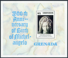 Grenada 683, MNH. Mi 716 Bl.49. Michelangelo Buanarroti, 500, 1975. Doni Madonna - Grenada (1974-...)