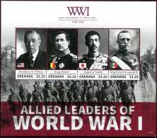 Grenada 4002 Ad Sheet, MNH. WW I, Centenary, 2014. Allied Leaders. - Grenada (1974-...)