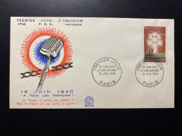 Enveloppe 1er Jour "20e Anniversaire De L'Appel Du Général De Gaulle" - 18/06/1960 - 1264 - Historique N° 346 - WW2 - 1960-1969