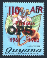 Guyana O19, MNH. Mi D32. Official 1982. Annatto Tree. Princess Of Wales & OPS. - Guyane (1966-...)