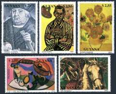 Guyana 2298-2302,MNH. Mi 3177-3181. Paintings 1990. Picasso, Velazquez, Van Gogh - Guyana (1966-...)