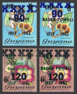 Guyana 780-782,784,MNH.Mi 1119-1122. Flowers,surcharged,Scouts,Baden-Powell,1984 - Guyana (1966-...)