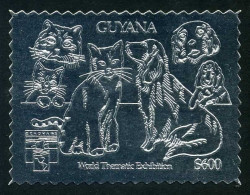 Guyana Michel 3827,3827B Bl.188B,silver. Genova 1992 Thematic EXPO.Cats & Dogs. - Guiana (1966-...)