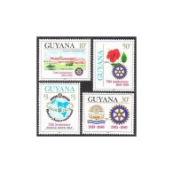 Guyana 318-321,MNH.Michel 592-595. Rotary Intl,75th Ann.Flower,Globe.1980. - Guyana (1966-...)