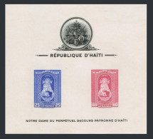 Haiti C20a Imperf,MNH.Michel Bl.2B. Madonna,Patroness Of Haiti,Map,Coat Of Arms. - Haïti