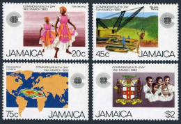 Jamaica 552-555,MNH.Michel 560-563. Commonwealth Day 1983.Folk Dancing,Map.Arms. - Jamaique (1962-...)