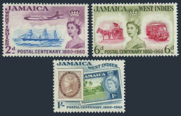 Jamaica 178-180,lightly Hinged. Plane,Packet Boat,Post Cart,Truck.Post-100,1960. - Giamaica (1962-...)