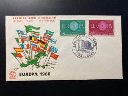 Enveloppe 1er Jour "EUROPA" - 17/09/1960 - 1266/1267 - Historique N° 348A - 1960-1969