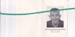 Francies Geeraard Van Hecke-De Muynck-De Baets, Kluizen 1912, Eeklo 1995. Oud-strijder 40-45; Foto - Esquela