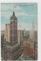 BROADWAY NORTH FROM LIBERTY STREET . NEW YORK CITY  . CARTE TAXEE AU VERSO 10 CENTS LE 14-7-1926  .  2 SCANNES - Other Monuments & Buildings