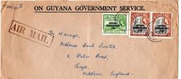 L78899 - Guyana - 1967 - 2@12c Unabhaengigkeit MiF A LpBf (rauh Geoeffn) GEORGETOWN -> Grossbritannien - Guiana (1966-...)