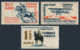 Mexico C82-C84, MNH. Mi 746-748. Plan Of Guadalupe, 25, 1938. Biplane, Carranza, - Mexico