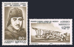 Mexico C325-C326, MNH. Mi 1233-1234. Mexican Airmail Flight Pachuca-Mexico, 1967 - Mexico