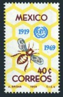 Mexico 1006 Block/4, MNH. Michel 1311. ILO, 50th Ann. 1969. Honeycomb, Bee. - Mexico