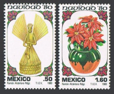 Mexico 1217-1218 Blocks/4,MNH.Michel 1730-1731. Christmas 1980.Angel,Poinsettias - Mexico