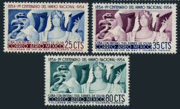 Mexico C224-C226,MNH.Michel 1042-1044. National Anthem,100,1954.Allegory.Birds. - Messico