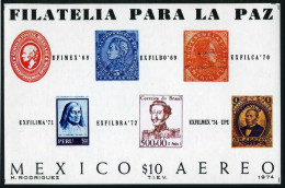 Mexico C434,MNH.Michel Bl.21. EXFILMEX-1974.Stamps Of Latin America. - Mexique