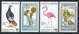 Mexico 1195-1196, C632-C633, MNH. Mi 1705-1708. Turkey, Flamingo, Flowers. 1980. - Mexique