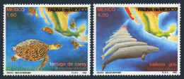 Mexico 1281-1282, MNH. Michel 1828-1829. Turtles, Gray Whales, 1982. - Mexique