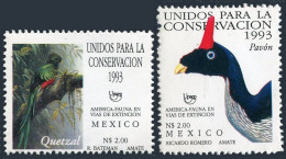 Mexico 1838-1839, Hinged. Michel 2367-2368. Birds 1993. Quetzal, Pavon. - Mexique