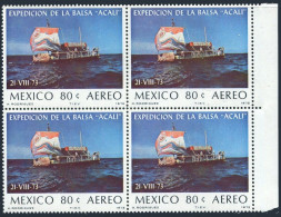 Mexico C458 Block/4,MNH.Mi 1456. 1975. Trans-Atlantic Voyage, Balsa Raft Acali. - Mexique