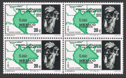 Mexico 1067 Block/4, MNH. Mi 1427. Chiapas Statehood, 150th Ann. 1974. Map, Head - Mexico