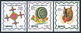 Mexico 1267-1269 Blocks/4,MNH. Crafts 1982.Huichole Art,Ceramic Snail,Tiger Mask - Mexique