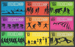 Mexico 981-985,C328-C331 Bl./4,MNH.Mi 1236-1244. Olympics Mexico-1968.Canoeing, - Mexico