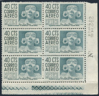 Mexico C211 Plate Block/6,MNH.Mi 1027A. Air Post 1956.San Louis Potosi,head. - Mexique