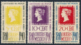 Mexico 754-756, MNH. Michel 781-783. Postage Stamp Centenary, 1940. - Mexico