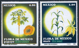 Mexico 1288-1289 Sheets/25,MNH.Michel 1835-1836. Papaya,Corn,1982. - Mexico