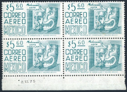 Mexico C450 Wmk 300 Block/4,2 MNH,2 Damagwd Gum.Mi 1452X. Michoacan, Masks,1975. - Mexiko