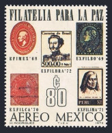 Mexico C414 Block/4,MNH.Michel 1391. EXFILBRA-1972.Stamp On Stamp. - Mexico