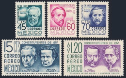 Mexico 898-900 Hinged, C236-C237 MNH. Constitution-100, Portraits, 1956. - México