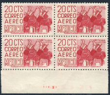 Mexico C220 Perf 11 Block/4,MNH.Mi 1023C. Air Post 1960.Chiapas Musicians. - México