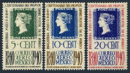 Mexico C103-C105, MNH. Michel 786-788. Air Post 1940. Penny Black Centenary. - México