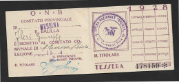 Pagella 1943/44 RSI Cuola Di Torino, Completa Di Dati. Tessera ONB Anno 1928, Rlasciata A Balilla. - Historical Documents