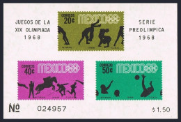 Mexico 992a,MNH.Mi Bl.11. Olympics Mexico-1968.Wrestling,Pentathlon,Water Polo. - Mexico