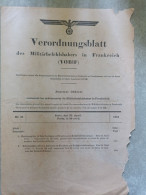 39/45 Verordnungsblatt Des Militärsbefehlshaber In Frankreich. Journal Officiel. 29 Avril 1941 - Documents