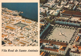 VILA REAL SANTO ANTÓNIO, Algarve - Vários Aspetos Da Praça Central, Vista Aérea  (2 Scans) - Faro